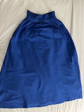 Womens Vintage Christian Dior Royal Blue Satin A-Line Skirt